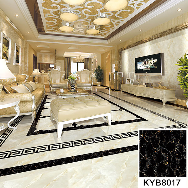 02立博ladbrokes大理石瓷砖：黑金花KYB8017地面铺贴效果图